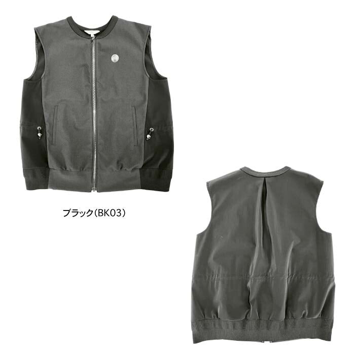 LANVIN SPORT ランバン スポール ゴルフウェア レディース クルーネックアウターベスト 2WAYストレッチ VG5FVE31L