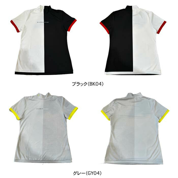 LANVIN SPORT ランバン スポール ゴルフウェア レディース カラーブロックモックネック半袖シャツ SUNSCREEN UVカット 吸汗 遮熱 VG5SHS31L