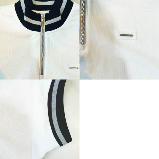 LANVIN SPORT ランバン スポール ゴルフウェア レディース スタンドジップアップ半袖シャツ UVカット 2WAYストレッチ 接触冷感 VG5SHS32L