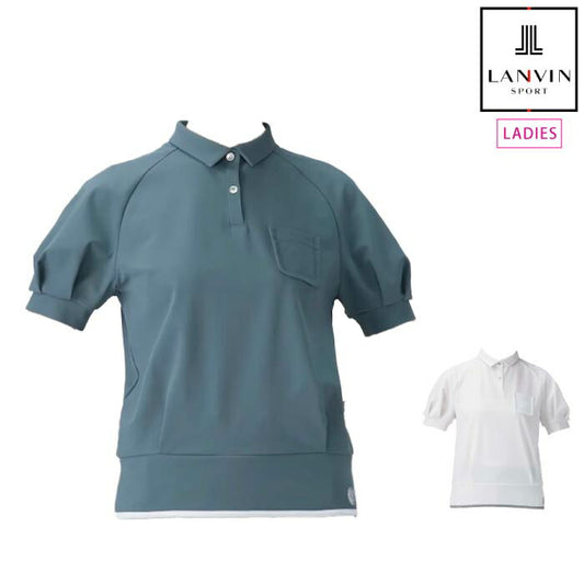 LANVIN SPORT ランバン スポール ゴルフウェア レディースボリュームスリーブ半袖シャツ SUNSCREEN 吸汗 UVカット 遮熱 ストレッチ クーリング VG5SHS52L