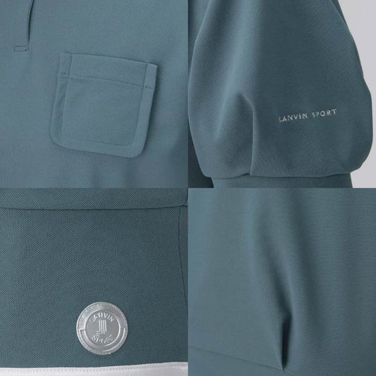 LANVIN SPORT ランバン スポール ゴルフウェア レディースボリュームスリーブ半袖シャツ SUNSCREEN 吸汗 UVカット 遮熱 ストレッチ クーリング VG5SHS52L