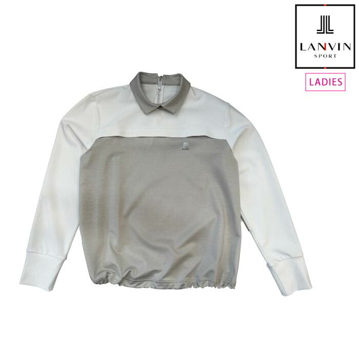 LANVIN SPORT ランバン スポール ゴルフウェア レディース ブロッキングデザイン共衿長袖シャツ 部分UV CUT 部分接触冷感 vg5sls31l