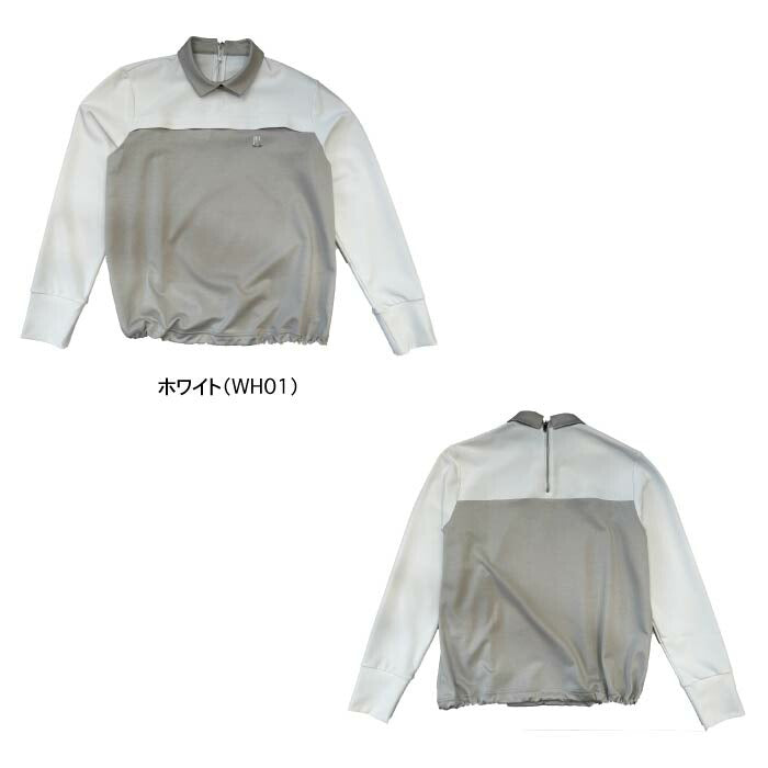 LANVIN SPORT ランバン スポール ゴルフウェア レディース ブロッキングデザイン共衿長袖シャツ 部分UV CUT 部分接触冷感 vg5sls31l