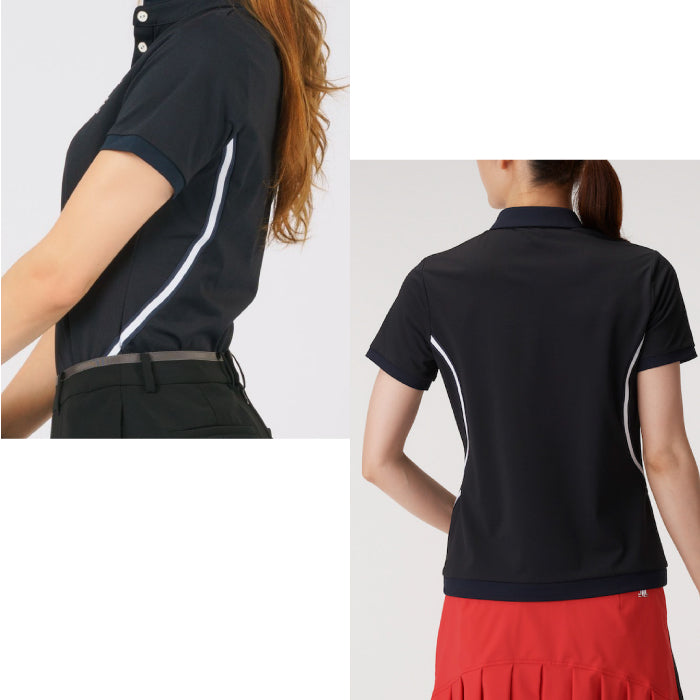 LANVIN SPORT ランバン スポール レディース 【25周年】サイドライン半袖シャツ【EXcDRY/吸汗速乾/UV】 VLV1541S4