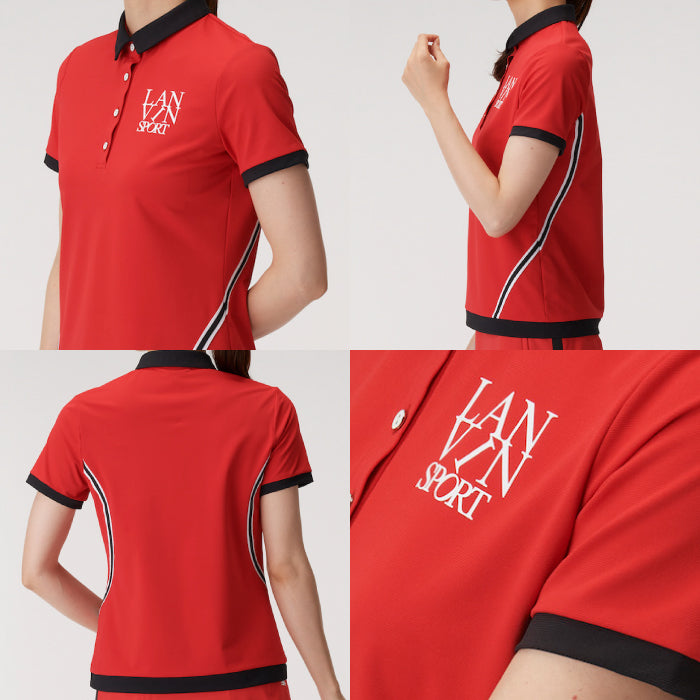 LANVIN SPORT ランバン スポール レディース 【25周年】サイドライン半袖シャツ【EXcDRY/吸汗速乾/UV】 VLV1541S4