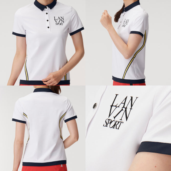 LANVIN SPORT ランバン スポール レディース 【25周年】サイドライン半袖シャツ【EXcDRY/吸汗速乾/UV】 VLV1541S4