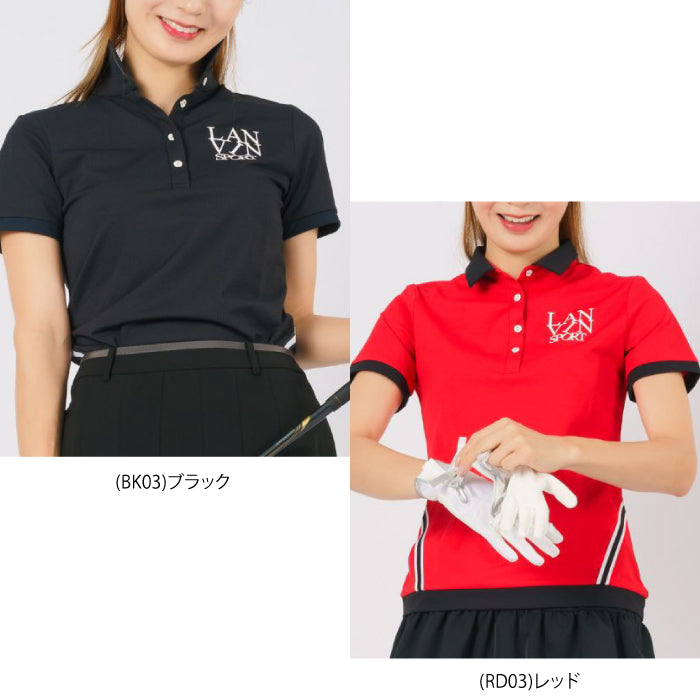 LANVIN SPORT ランバン スポール レディース 【25周年】サイドライン半袖シャツ【EXcDRY/吸汗速乾/UV】 VLV1541S4