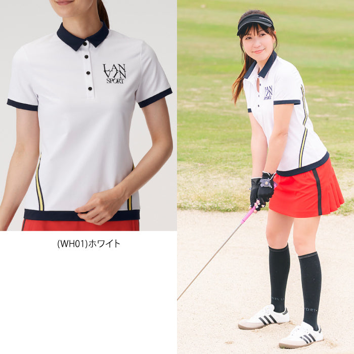 LANVIN SPORT ランバン スポール レディース 【25周年】サイドライン半袖シャツ【EXcDRY/吸汗速乾/UV】 VLV1541S4
