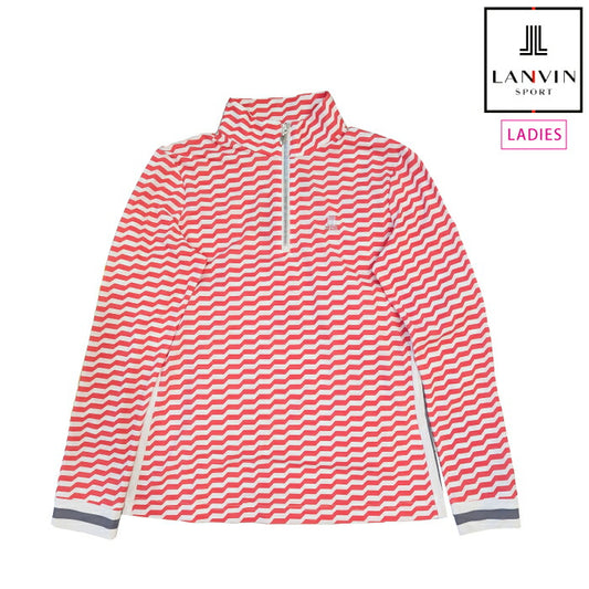 LANVIN SPORT ランバン スポール ゴルフウェア レディース 幾何柄ジップアップ長袖シャツ【SUNSCREEN/吸汗速乾/UV/ECO】 VLX100525