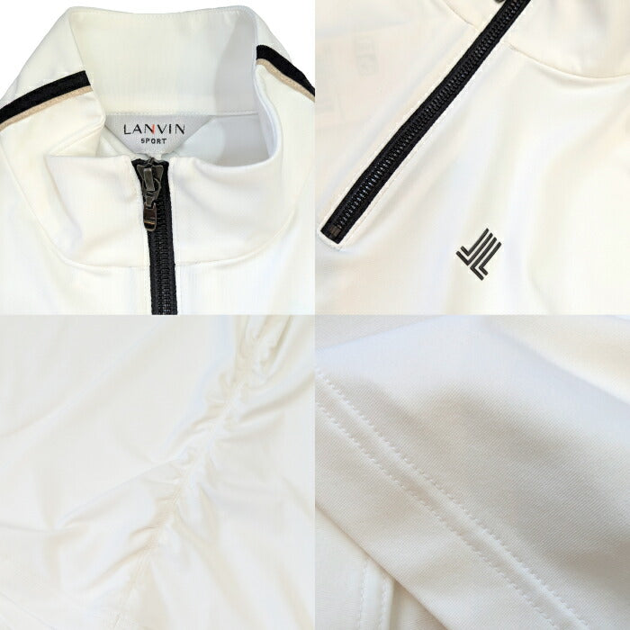 LANVIN SPORT ランバン スポール ゴルフウェア レディース 脇シャーリングジップアップ長袖シャツ【吸汗/UV】 VLX1043Y5