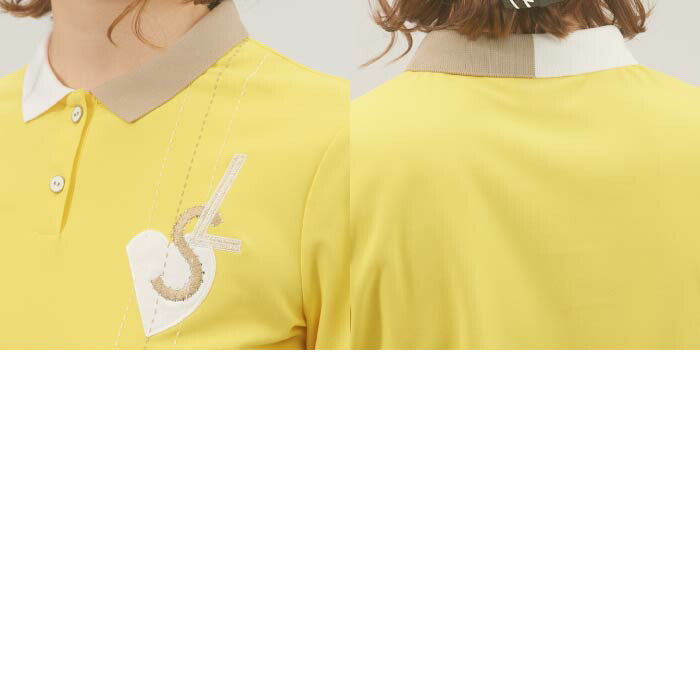 LANVIN SPORT ランバン スポール レディース ハートモチーフ半袖ポロシャツ【SUNSCREEN/吸汗速乾/UV/ECO】