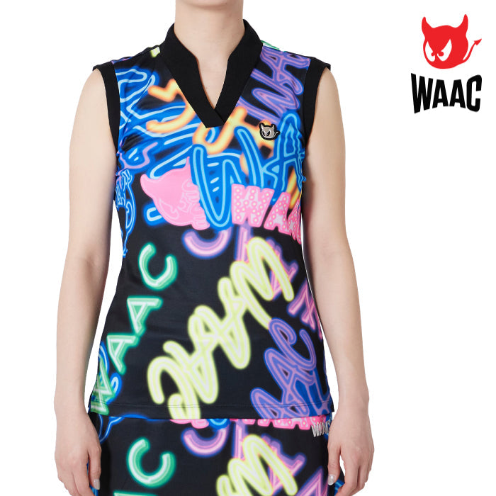 WAAC ワック ネオンプリント ノースリーブポロシャツ スカート 1001 WAAC ワック ネオンプリント ノースリーブポロシャツ スカート 1001