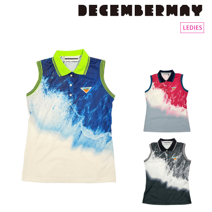 DECEMBERMAY ディセンバーメイ レディース Coastline print non sleeve polo UVカット 2-205-0133
