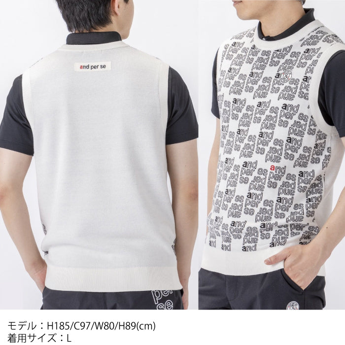 and per se アンパスィ メンズ クルーネックロゴジャカードニットベスト AMF2012A2