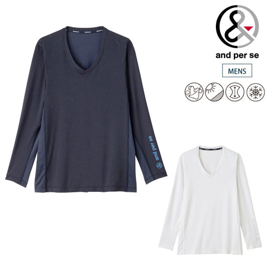 and per se アンパスィ メンズ COOL COOLVネックインナーシャツ 吸汗速乾 AMS6802V3