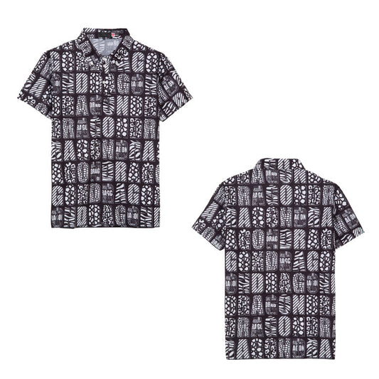 Dance With Dragon ダンスウィズドラゴン メンズ モノトーンプリントシャツ衿ポロ D1-134331