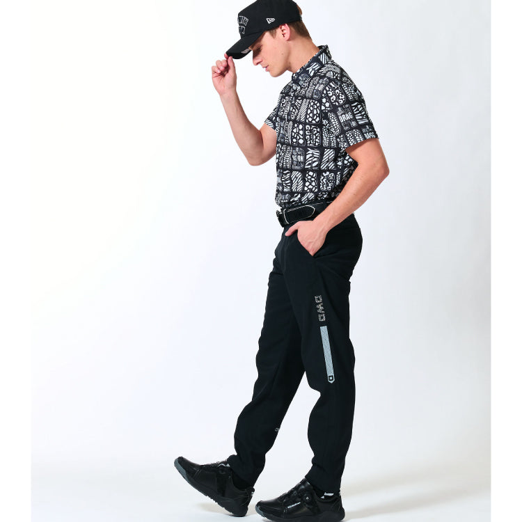 Dance With Dragon ダンスウィズドラゴン メンズ モノトーンプリントシャツ衿ポロ D1-134331