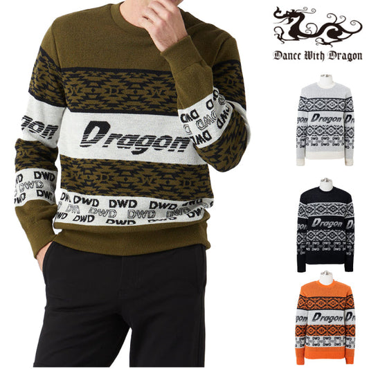 Dance With Dragon ダンスウィズドラゴン メンズ 防風ジャガードニット D1-621111