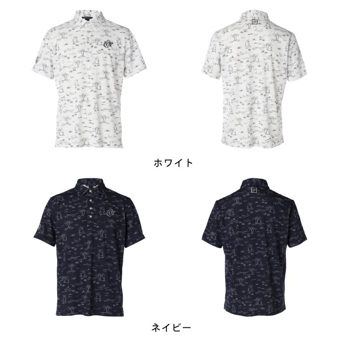 【30%OFF SALE】ZOY ゾーイ ゴルフポロシャツ 半袖 ゴルフウェア メンズ MENS トロピカルビーチプリント 半袖ポロシャツ 抗菌防臭 吸水速乾 冷感 UVカット 071442011