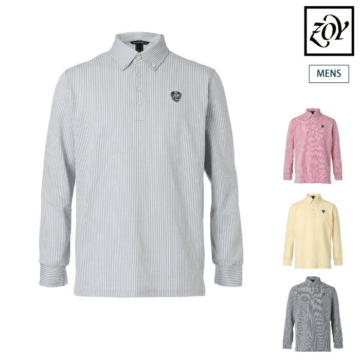 ZOY ゾーイ ゴルフウェア メンズ MENS シルキーサッカージャージ 長袖シャツ 綿混素材 吸水速乾 071452000