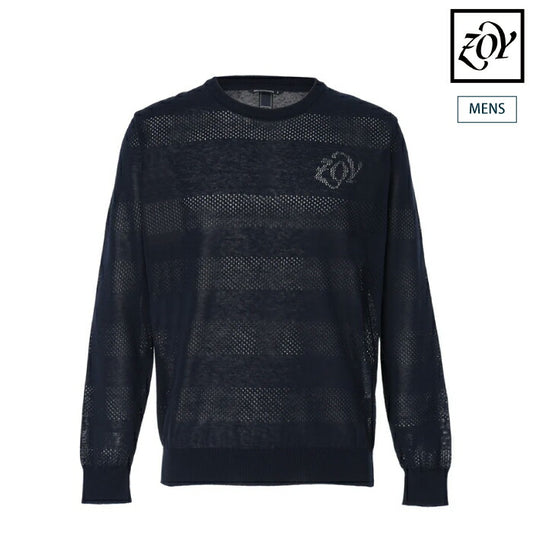 ZOY ゾーイ ゴルフウェア メンズ MEN メッシュボーダー 長袖セーター シンプルデザイン 日本製 071462704