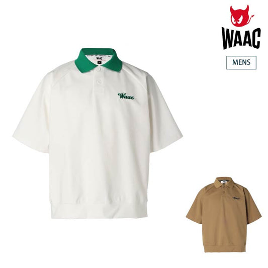 WAAC ワック ゴルフ半袖シャツ ゴルフウェア メンズ MENS ライトストレッチポンチ半袖シャツ オーバーサイズシルエット ポロシャツ風 072242012