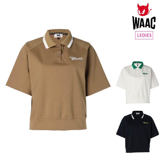 WAAC ワック ゴルフ半袖シャツ ゴルフウェア レディース WOMENS ライトストレッチポンチ半袖シャツ オーバーサイズシルエット ポロシャツ風 072242062