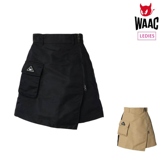 WAAC ワック ゴルフスカート ゴルフウェア レディース WOMENS サスティナブルナイロン スカート アシンメトリー サテン素材 セットアップ対応 072242362
