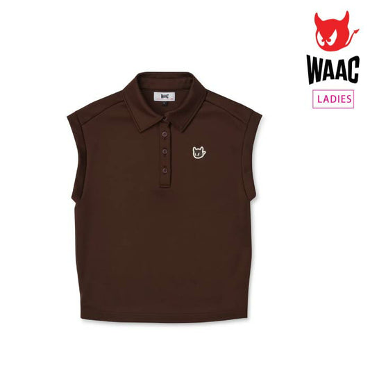 WAAC ワック ゴルフウェア レディース WOMEN スムースジャージースリーブレスポロ リラックス 伸縮性 快適ドローコード ロゴ セットアップ 072254063