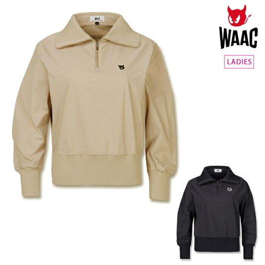 WAAC ワック ゴルフウェア レディース WOMEN トリコットタフタハーフジップ ストレッチ 撥水 UVカット 072254065
