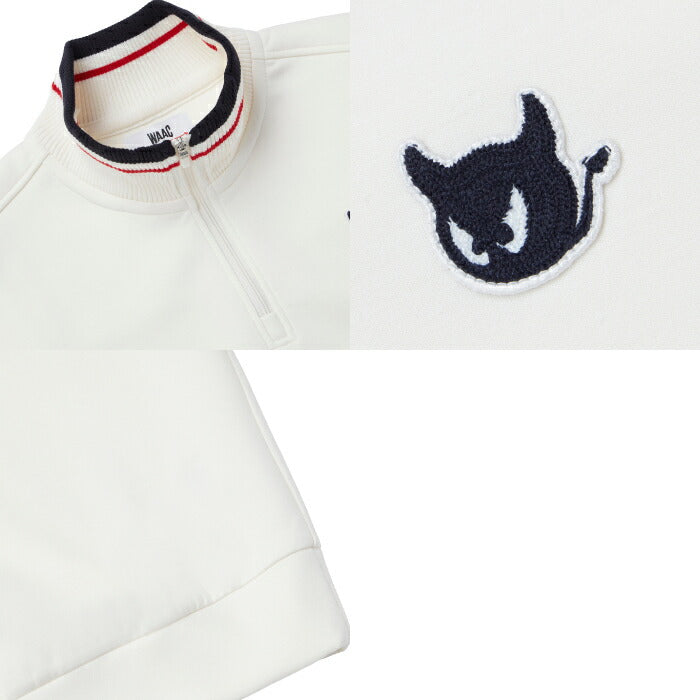WAAC ワック ゴルフウェア メンズ WOMEN ダンボールニットスポーティーハーフジップ WAACKY刺繍ワッペン ストレッチ性 イージーケア 072254080
