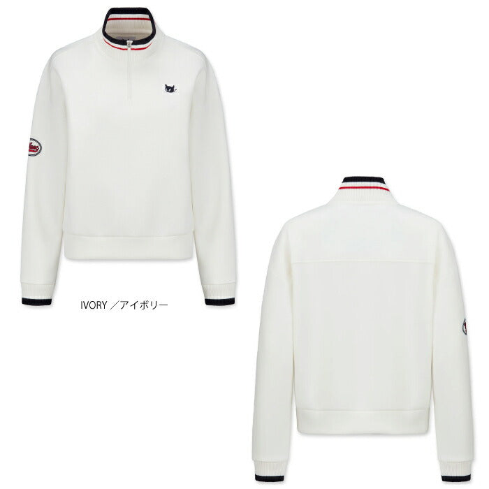 WAAC ワック ゴルフウェア メンズ WOMEN ダンボールニットスポーティーハーフジップ WAACKY刺繍ワッペン ストレッチ性 イージーケア 072254080