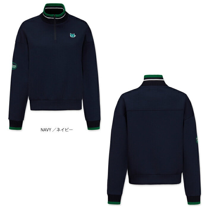 WAAC ワック ゴルフウェア メンズ WOMEN ダンボールニットスポーティーハーフジップ WAACKY刺繍ワッペン ストレッチ性 イージーケア 072254080