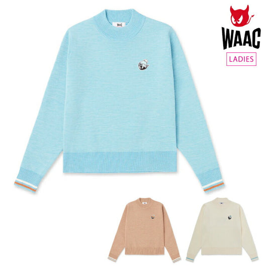 WAAC ワック ゴルフウェア レディース WOMEN ダブルフェイススウェットライクニットプルオーバー セーター ストレッチ 新感覚 072254091