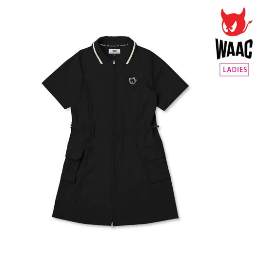 WAAC ワック ゴルフウェア レディース WOMEN リブカラーフルジップワンピース 普段使い ナチュラル透けにくい 快適 吸水速乾性 インナーパンツ付き 着回し 072254560