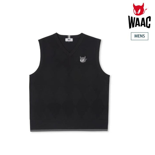 WAAC ワック ゴルフウェア メンズ MEN ライトウェイトニットベスト アーガイル柄 軽量 ダブルジャカード編み ストレッチ性 はっ水機能 手洗い可能 存在感 072254721