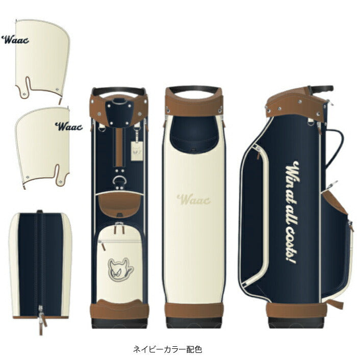 WAAC ワック メンズ レディース ゴルフ UNISEX Grainy Synthetic Leather キャディーバッグ スタンド式 9インチ口径5分割仕様収納口 複数ジップポケット完備 072262800