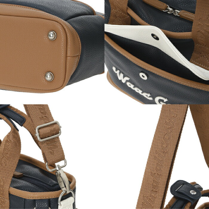 WAAC ワック ゴルフ メンズ レディース UNISEX Grainy Synthetic Leather カートバッグ シボ加工 ショルダーストラップ付 落ち着いたデザイン シリーズ商品あり 072262801