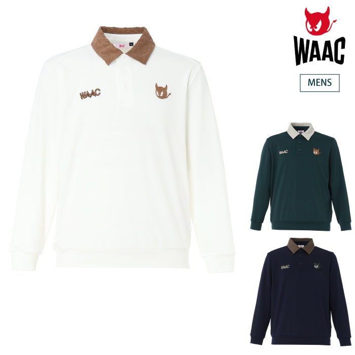 WAAC ワック ゴルフウェア メンズ MEN コーデュロイ衿裏起毛鹿の子ポロ 072264031