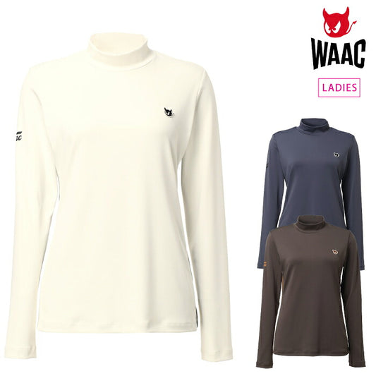 WAAC ワック ゴルフウェア レディース WOMEN BASIC ベア天竺長袖モックネック シャツ 機能性インナー 透け防止 吸汗速乾 UVカット機能 ストレッチ性 形態安定性 072264070