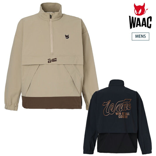 WAAC ワック ゴルフウェア メンズ MEN CORDURA®リップストップアノラック ハーフジップブルゾン はっ水機能 裾ドローストリング仕様 セットアップ対応 072264120