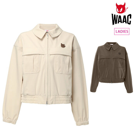 WAAC ワック ゴルフウェア レディース WOMEN 衿付きツイルブルゾン はっ水加工 ストレッチ すっきりとしたシルエット セットアップ対応 072264170