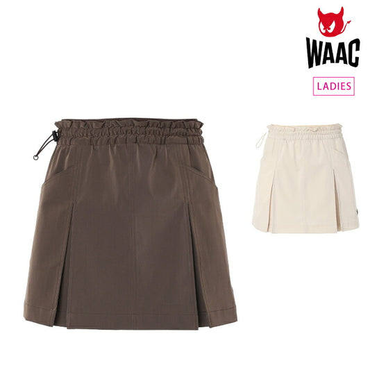 WAAC ワック ゴルフウェア レディース WOMEN シャーリングツイルショートパンツ はっ水加工 ストレッチ ウエスト一周ゴム仕様 セットアップ対応 072264470