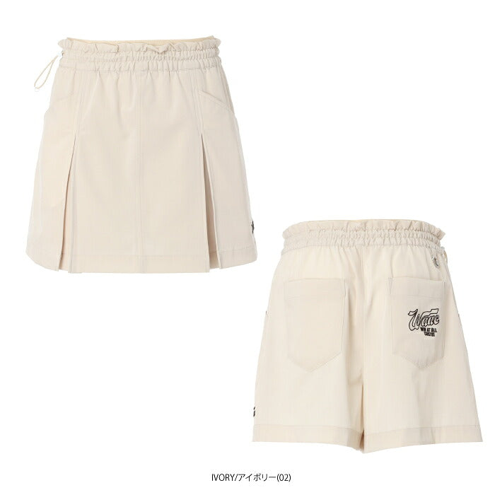 WAAC ワック ゴルフウェア レディース WOMEN シャーリングツイルショートパンツ はっ水加工 ストレッチ ウエスト一周ゴム仕様 セットアップ対応 072264470