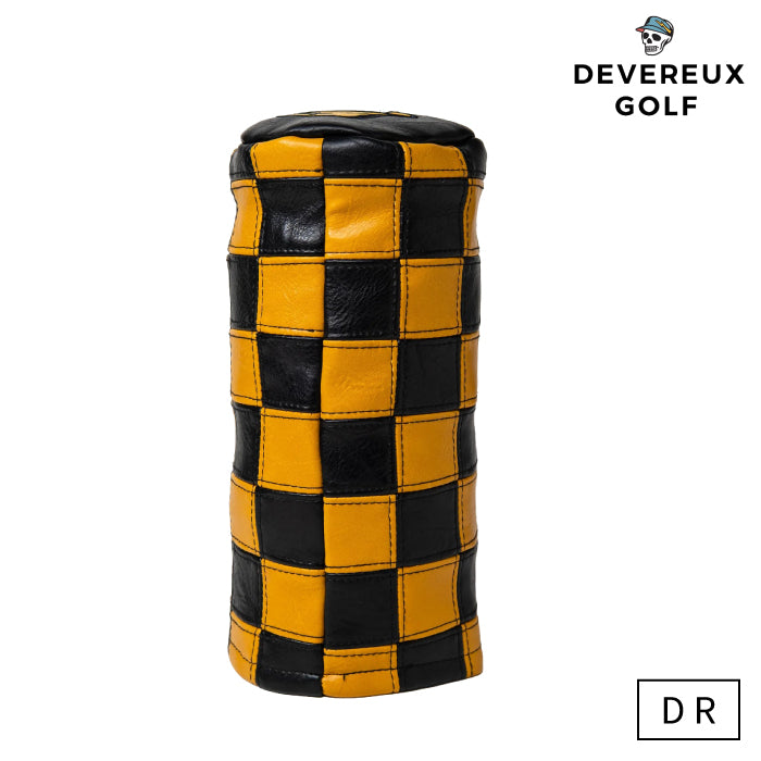 DEVEREUX GOLF デヴァローゴルフ メンズ レディース Checkered Barrel Driver Cover ドライバー用バレルヘッドカバー パッチワークチェッカー スカルアイコン 075364851