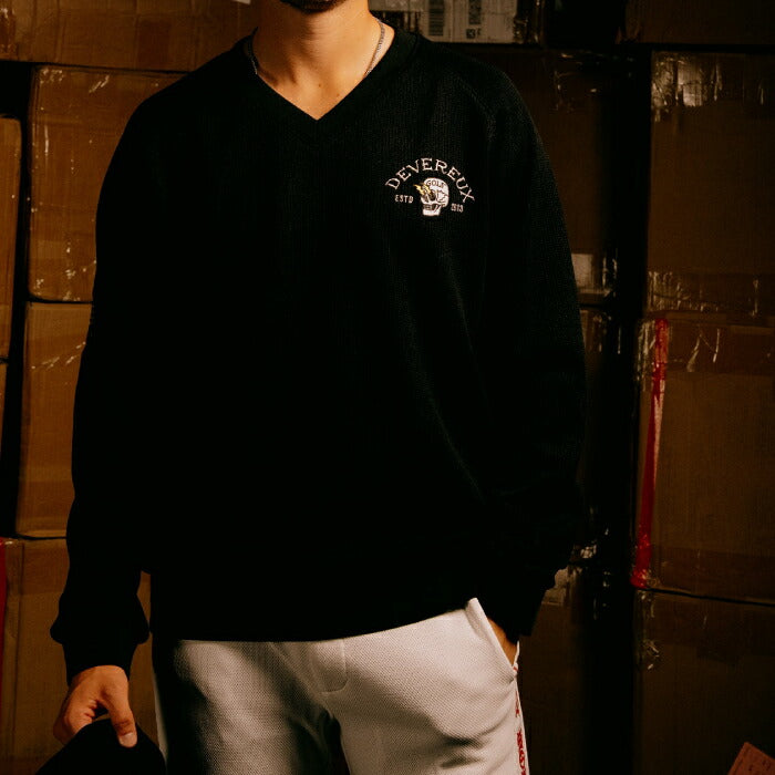 DEVEREUX GOLF デヴァローゴルフ ゴルフウェア メンズ ショッカースカルクォーターゲージ 裏付きプルオーバー 型崩れ防止 防寒性 075754015