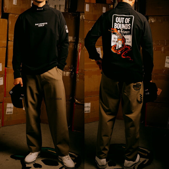 DEVEREUX GOLF デヴァローゴルフ ゴルフウェア メンズ Out of bounds バックフリースモック ロングスリーブ モックネック 長袖シャツ 4WAYストレッチ 防風機能 日本製 075754018