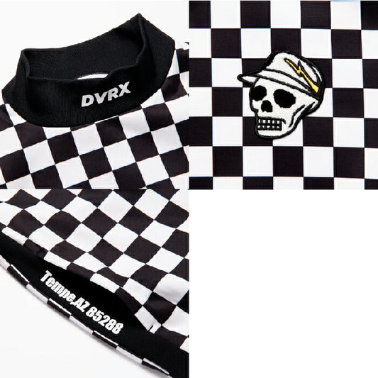 DEVEREUX GOLF デヴァローゴルフ ゴルフウェア メンズ Quist TEXBRID フリース クルー 伸縮 チェッカーフラッグ柄 スカルキャディーワッペン 075754023