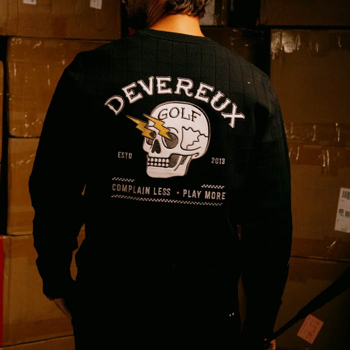 DEVEREUX GOLF デヴァローゴルフ ゴルフウェア メンズ ショッカースカルミラノリブアイレットクルーニット セーター 075754703