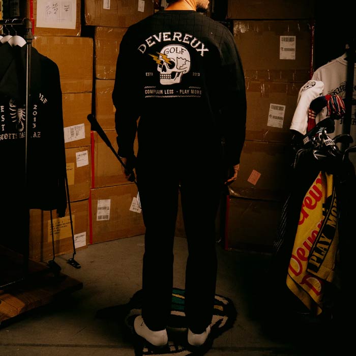 DEVEREUX GOLF デヴァローゴルフ ゴルフウェア メンズ ショッカースカルミラノリブアイレットクルーニット セーター 075754703